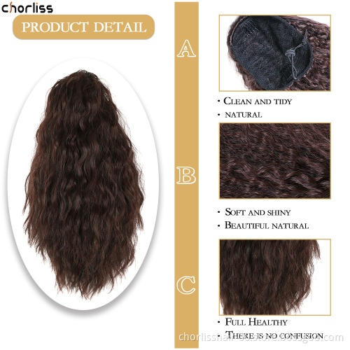 Wholesale Cheap Short Ombre New Bohemian Drawstring Heat Resistant Synthetic Clip in Hair Extension Ponytail For Women